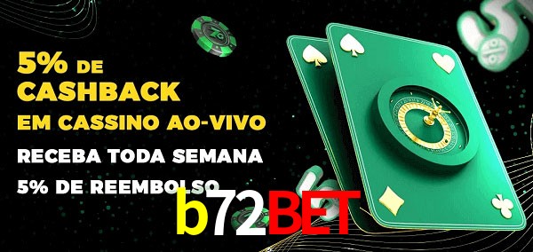 Promoções do cassino ao Vivo b72bet